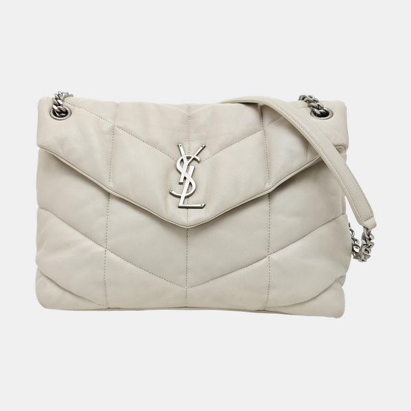 PUFFER Medium Quilted Lambskin White