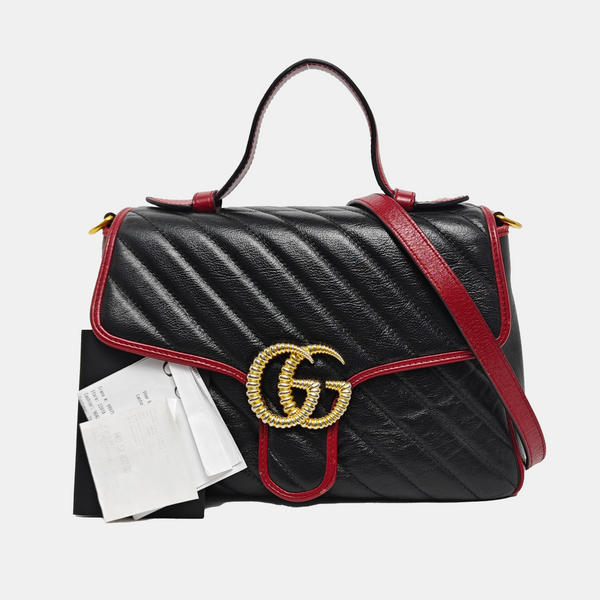 GG Marmont Small Quilted Calfskin Black