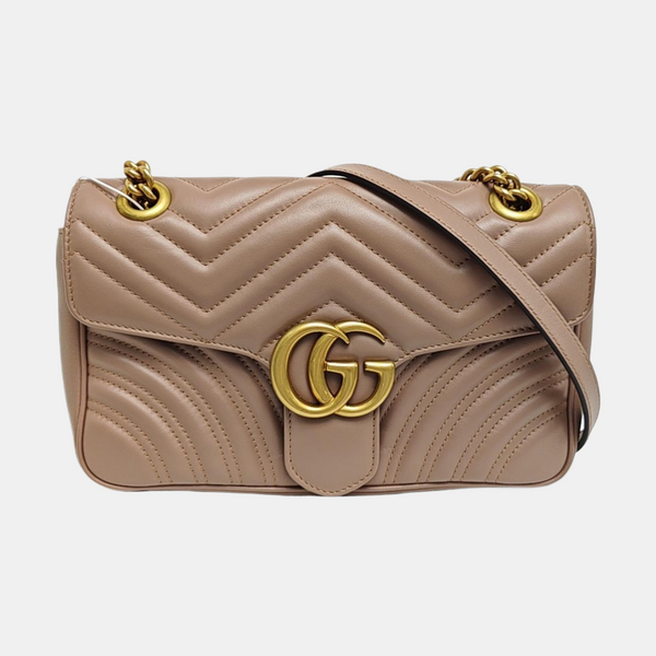 GG Marmont Medium Quilted Calfskin Beige