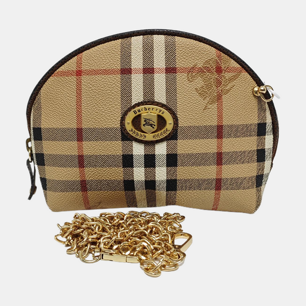 Coated Canvas Clutch Brown