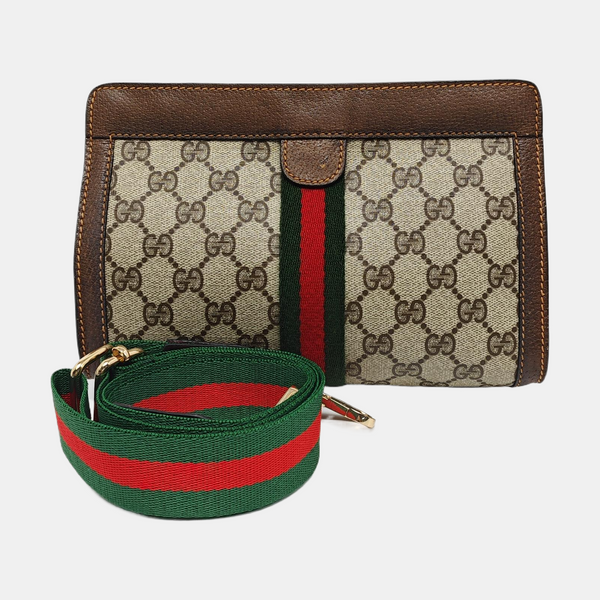 Monogram Coated Canvas Clutch Beige
