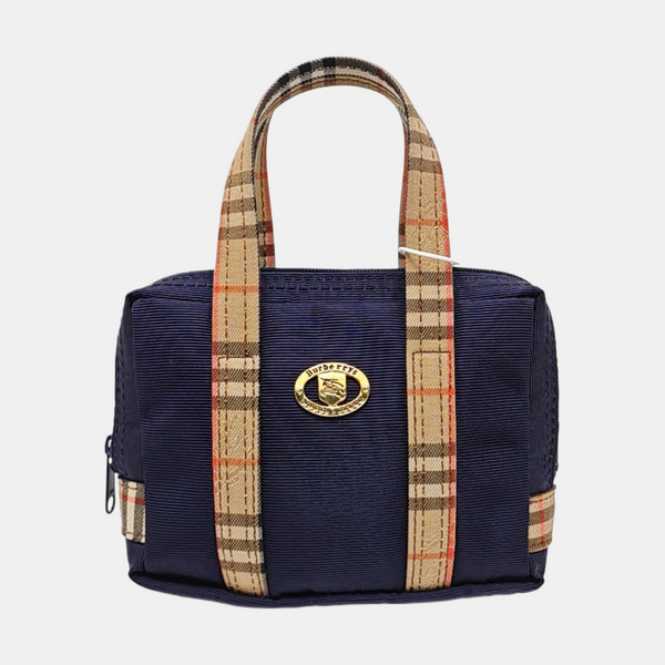 Fabric Top Handle Bag Blue