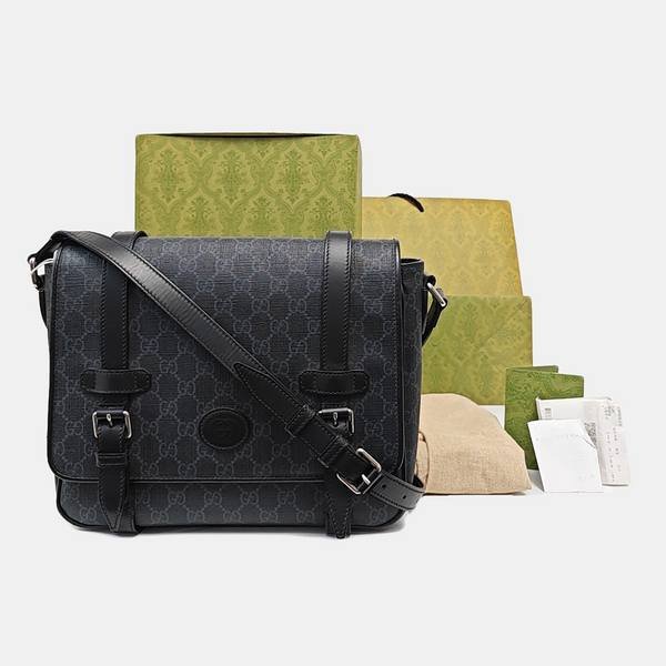 Monogram Coated Canvas Shoulder Bag Black