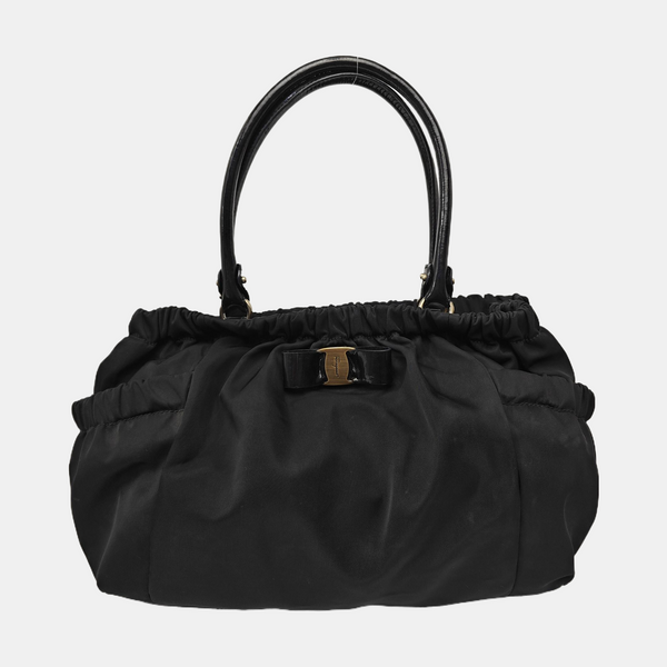Fabric Top Handle Bag Black