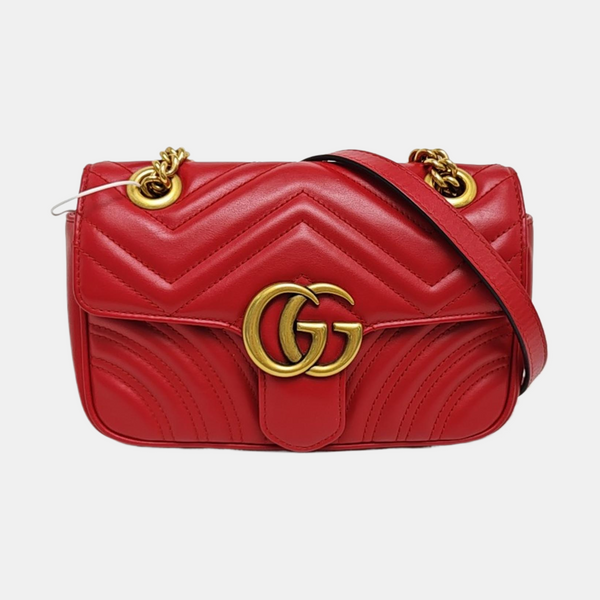 GG Marmont Small Quilted Calfskin Red