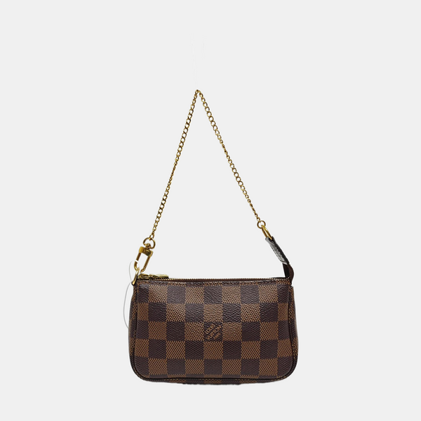 Authenticated pre-owned ACCESSOIRES Mini Damier Ebene Coated Canvas Brown - Top Handle Bag at Looply
