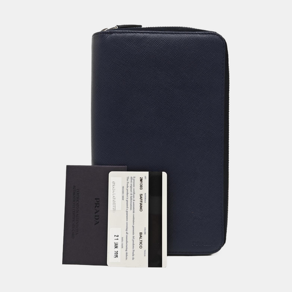 Saffiano Calfskin Clutch Blue