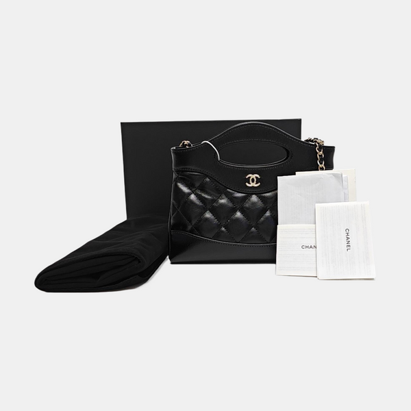 CHANEL 31 Quilted Waxed Cafskin Black