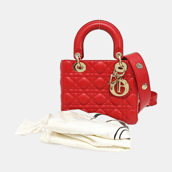 Lady Dior Small Cannage Lambskin Red