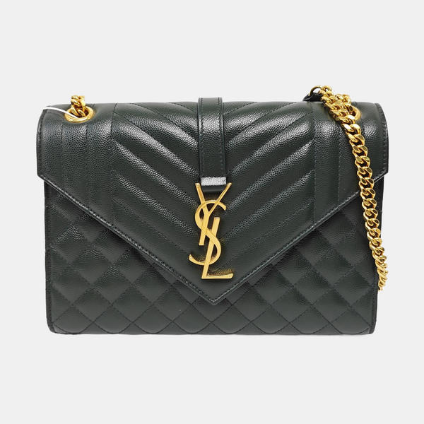 ENVELOPE Medium Chevron Calfskin Green