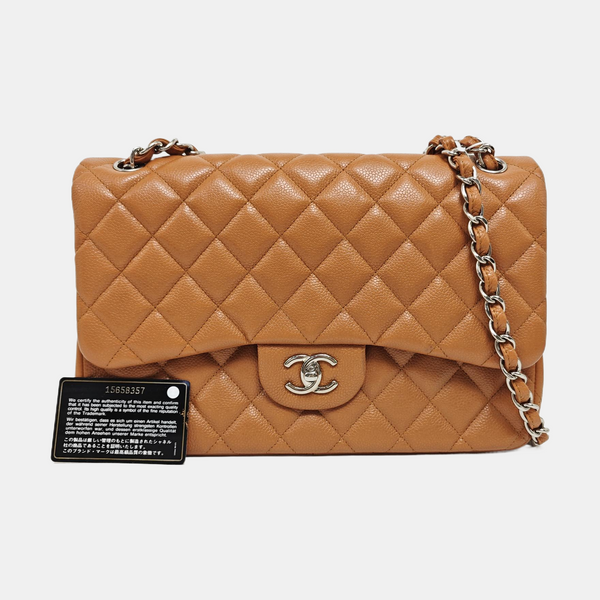 CLASSIC FLAP Jumbo Quilted Grained Calfskin Yellow
