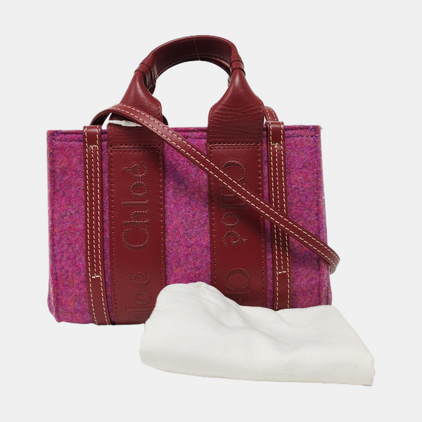 Authenticated pre-owned Woody Mini Felt Burgundy - Shoulder Bag at Looply