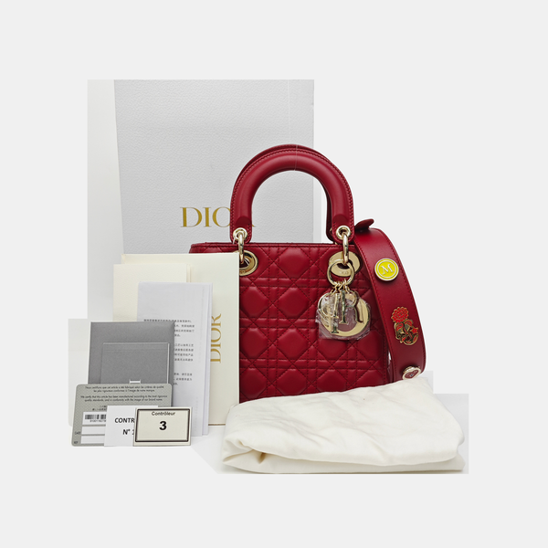 Lady Dior Small Cannage Lambskin Red