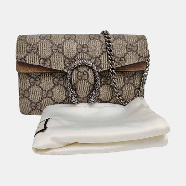 Dionysus Super Mini Monogram Coated Canvas Beige