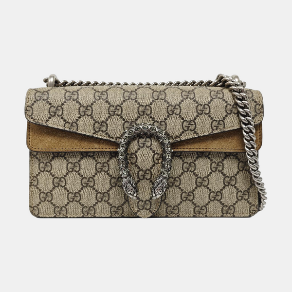 Dionysus Small Monogram Coated Canvas Beige