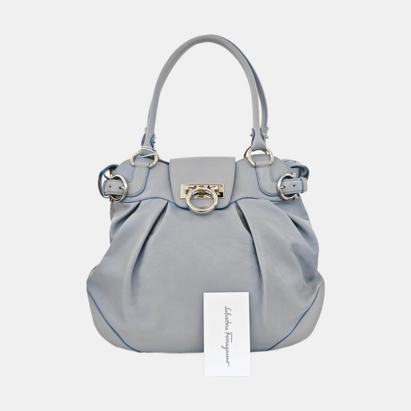 Calfskin Top Handle Bag Blue