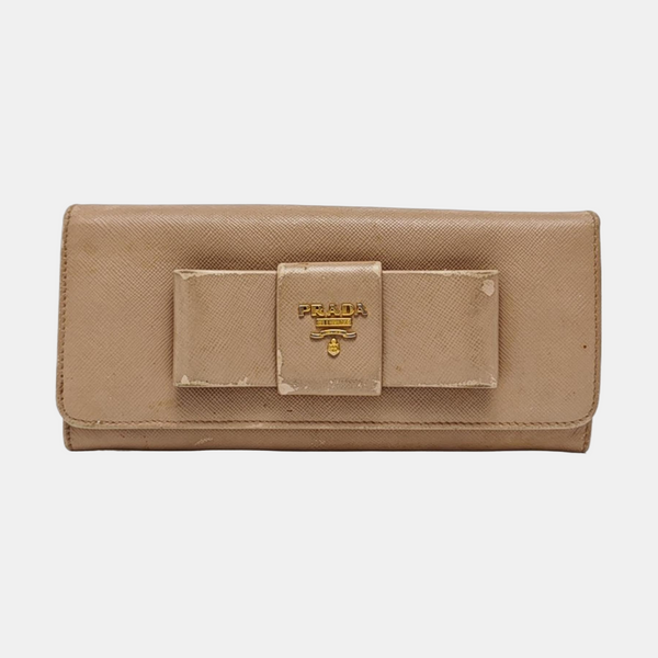 Fiocco Bow Saffiano Calfskin Pink Wallet