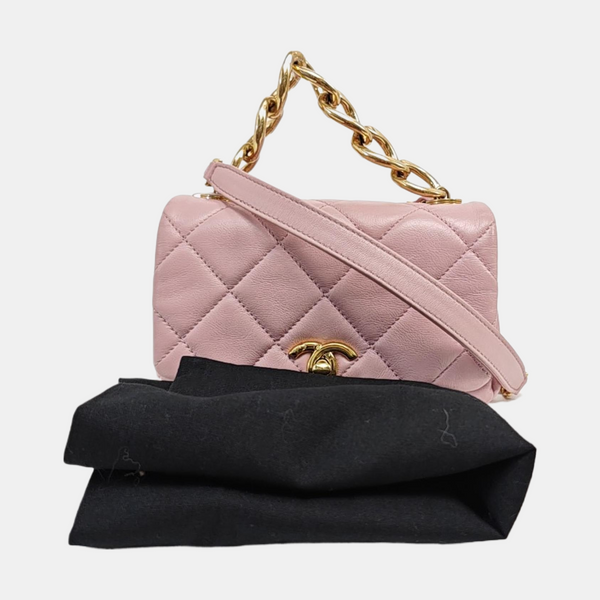Quilted Lambskin Shoulder Bag Pink