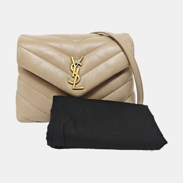 LOULOU Extra Small Chevron Calfskin Beige