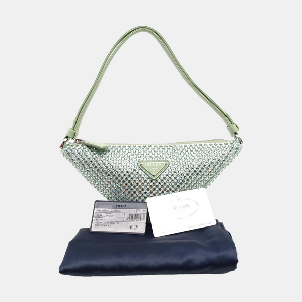 Satin Shoulder Bag Green