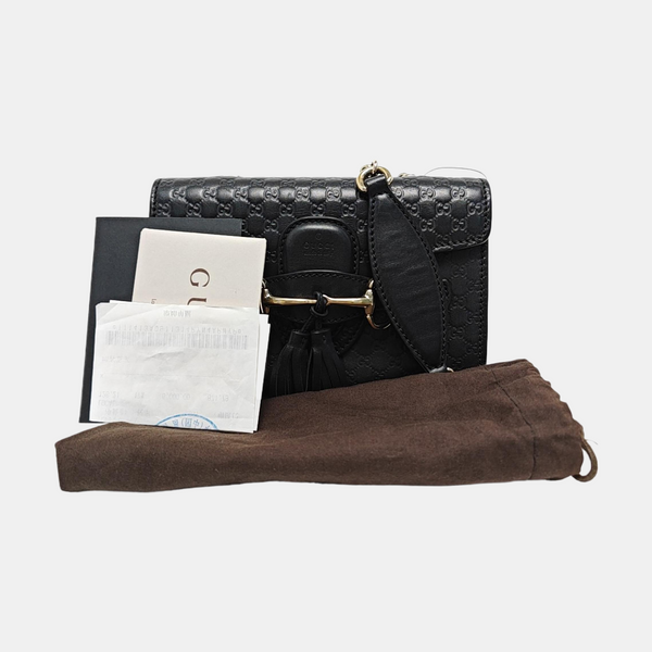 Emily Chain Mini Monogram Calfskin Black