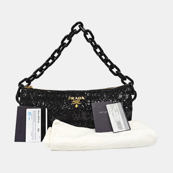 Sequins Top Handle Bag Black