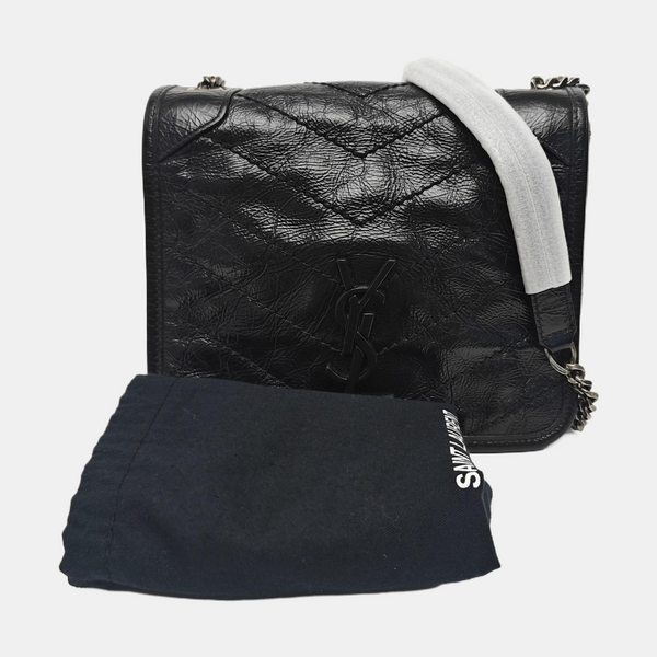 NIKI Mini Chevron Calfskin Black