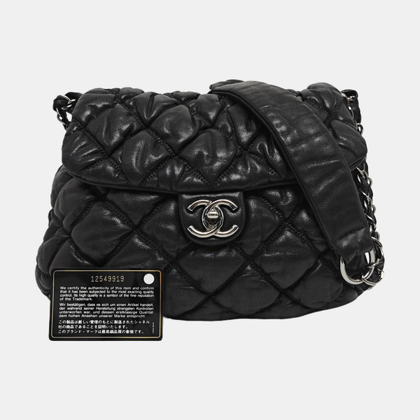 Quilted Calfskin Shoulder Bag Black