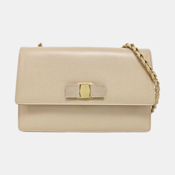 Calfskin Shoulder Bag Beige