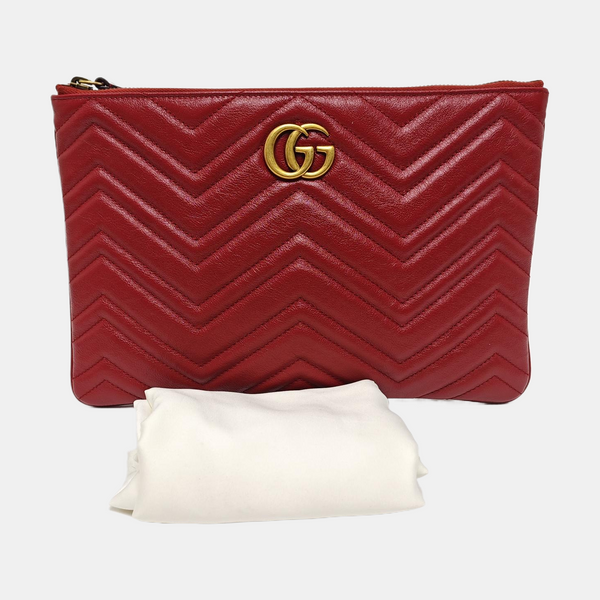 Quilted Calfskin Clutch Red