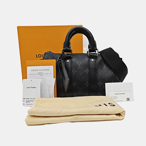 KEEPALL 25 Monogram Coated Canvas Black
