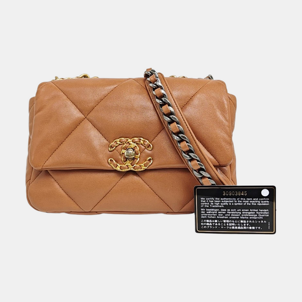 CHANEL 19 Small Quilted Lambskin Brown