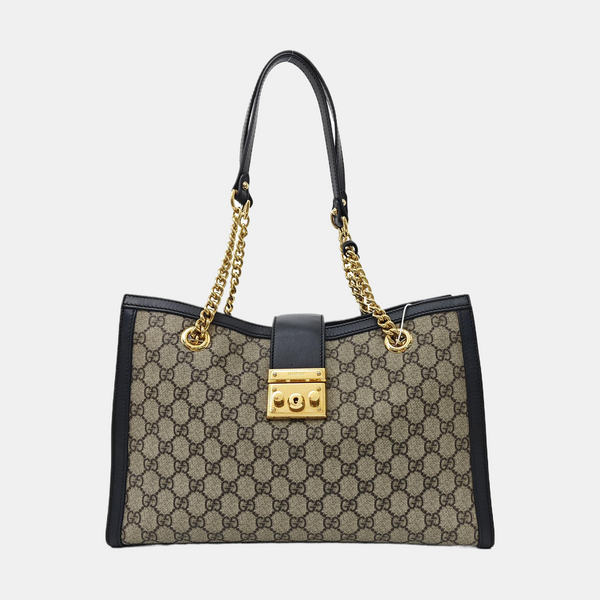 Padlock Medium Monogram Coated Canvas Beige