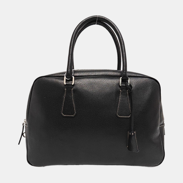 Calfskin Top Handle Bag Black