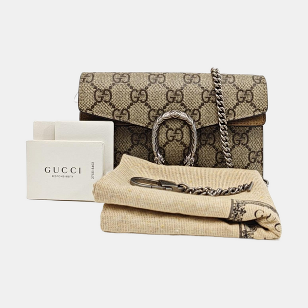 Dionysus Super Mini Monogram Coated Canvas Beige