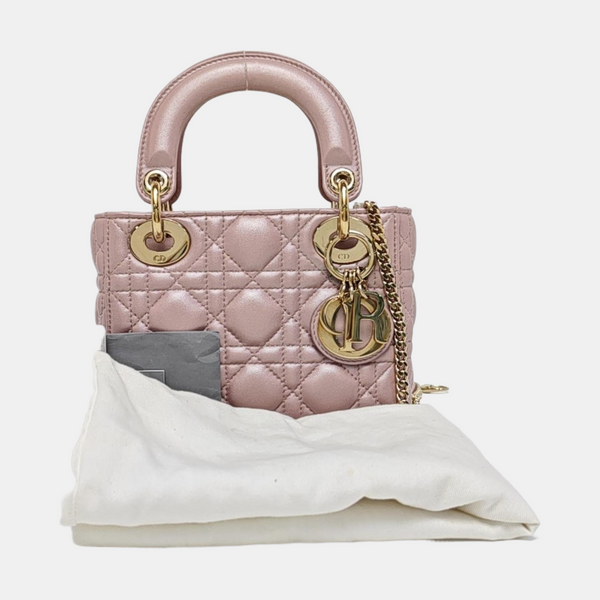 Lady Dior Mini Cannage Lambskin Pink