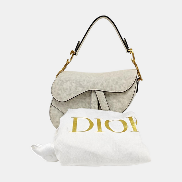 Authenticated pre-owned Saddle Mini Calfskin White - Top Handle Bag at Looply