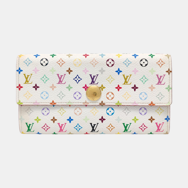 Monedero Monogram en lona revestida blanca