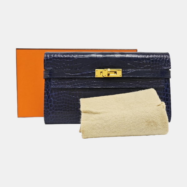 Kelly 20 Shiny Porosus Crocodile Blue Wallet