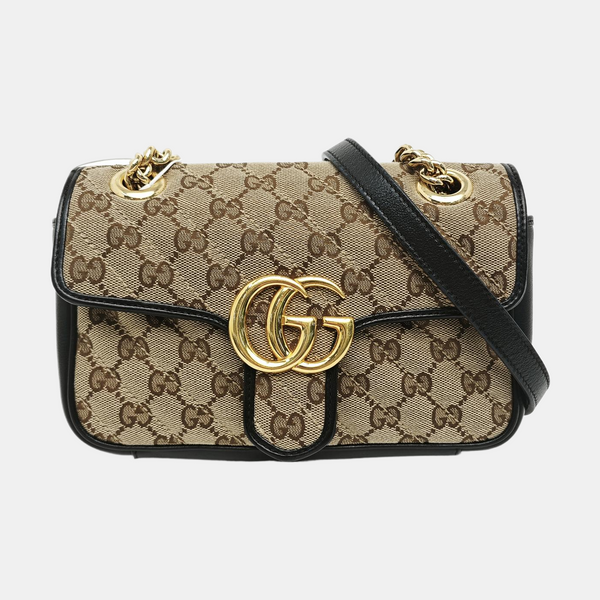 GG Marmont Small Quilted Canvas Brown