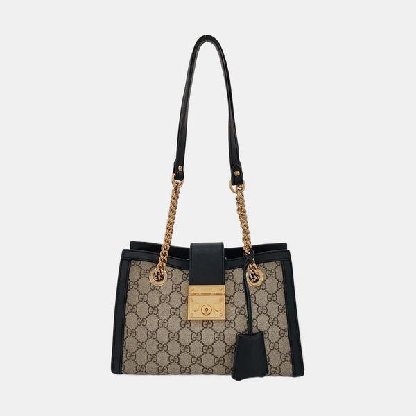 Padlock Small Monogram Coated Canvas Beige