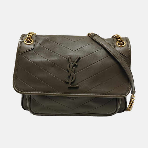 NIKI Medium Chevron Lambskin Green