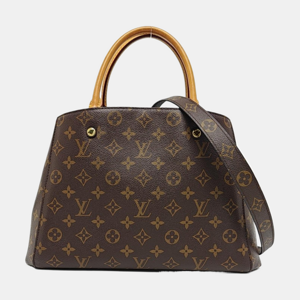 MONTAIGNE MM Monogram Coated Canvas Brown