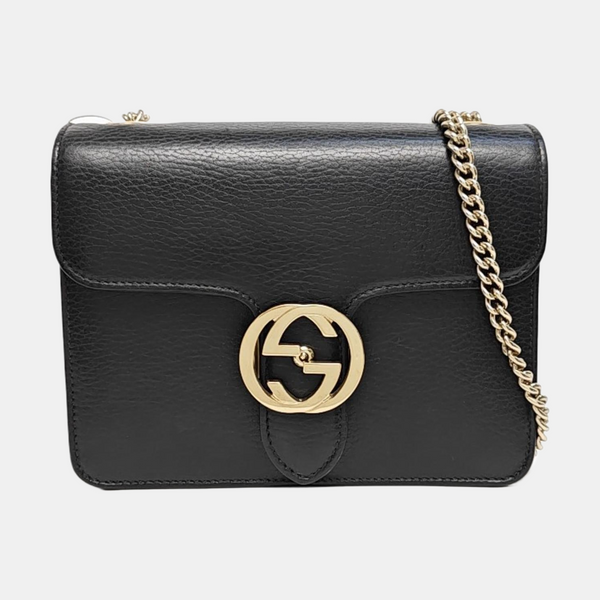 Interlocking G Small Calfskin Black