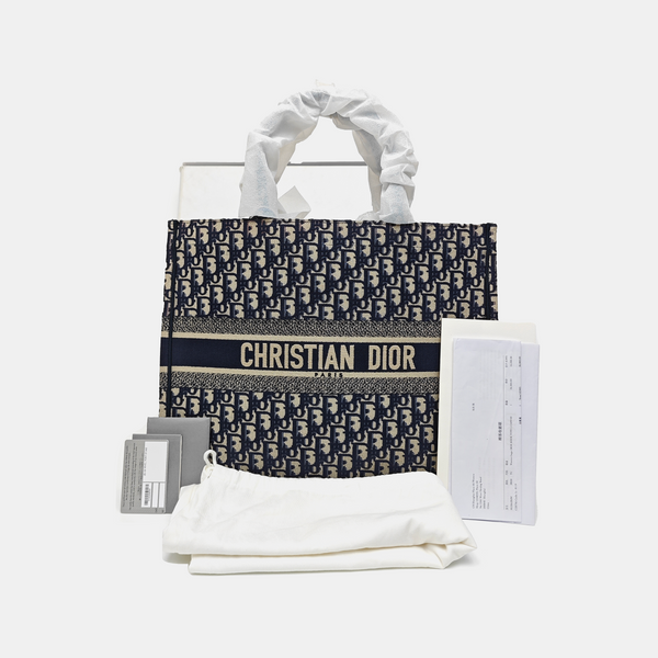 Book Tote Large Oblique Canvas Blue