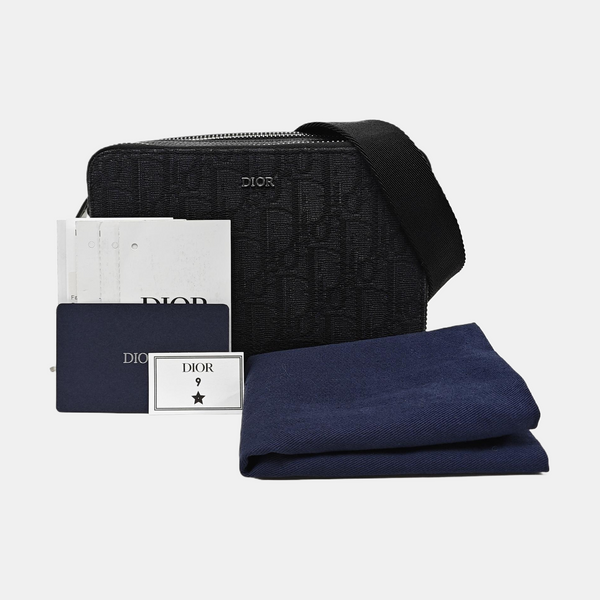 Oblique Canvas Crossbody Bag Black