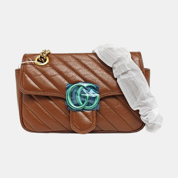 GG Marmont Small Quilted Calfskin Brown