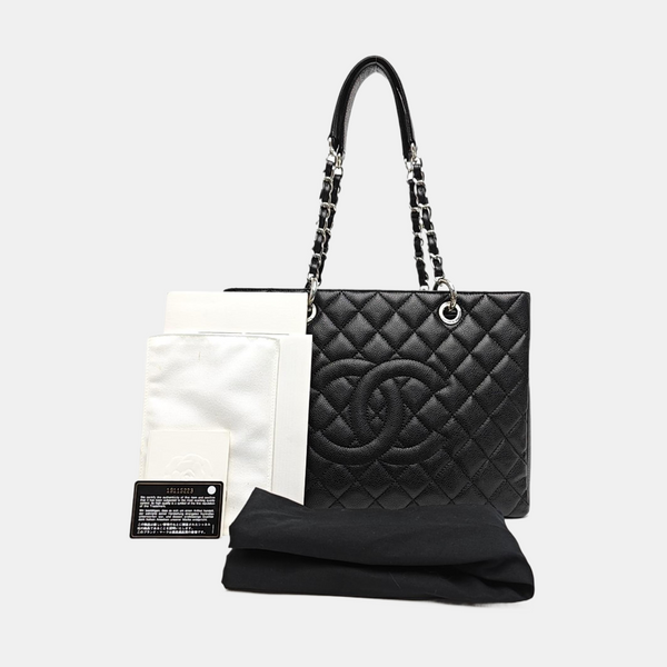 CHANEL GST Large Quilted Grained Calfskin Black