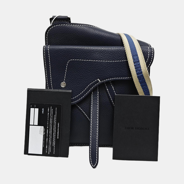 Authenticated pre-owned Saddle Calfskin Blue - Crossbody Bag at Looply