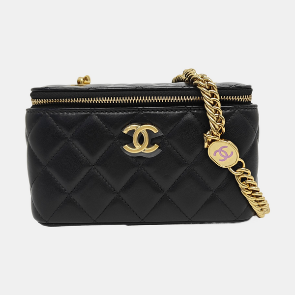 VANITY CASE Medium Quilted Lambskin Black